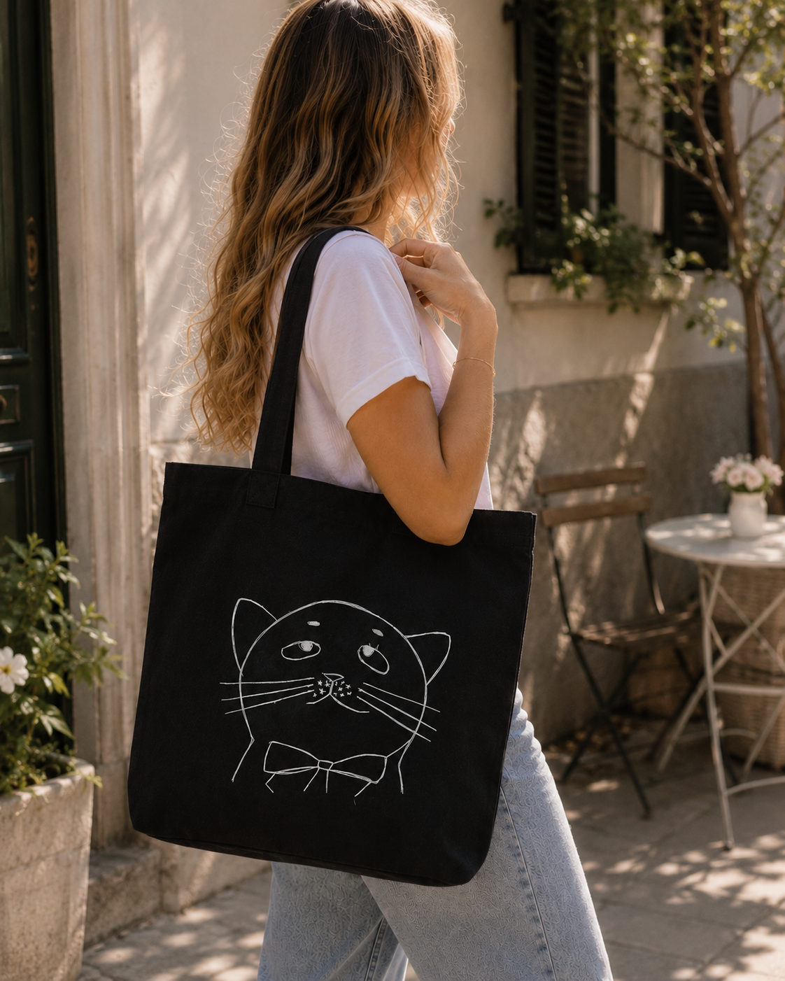 Cute Cat Tote Bag, Canvas Tote Bag, Book Tote Bag, Gifts for Cat Lovers, Cat Mom Gift