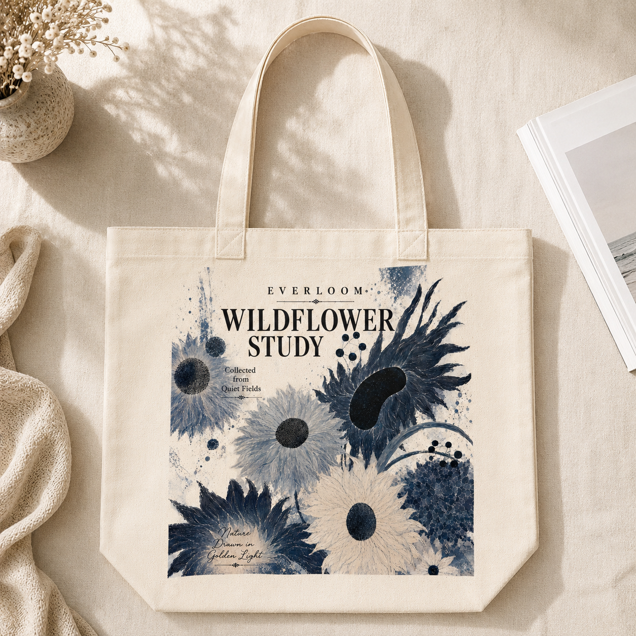 Wildflower Study Floral Cotton Tote Bag – Vintage Botanical Print