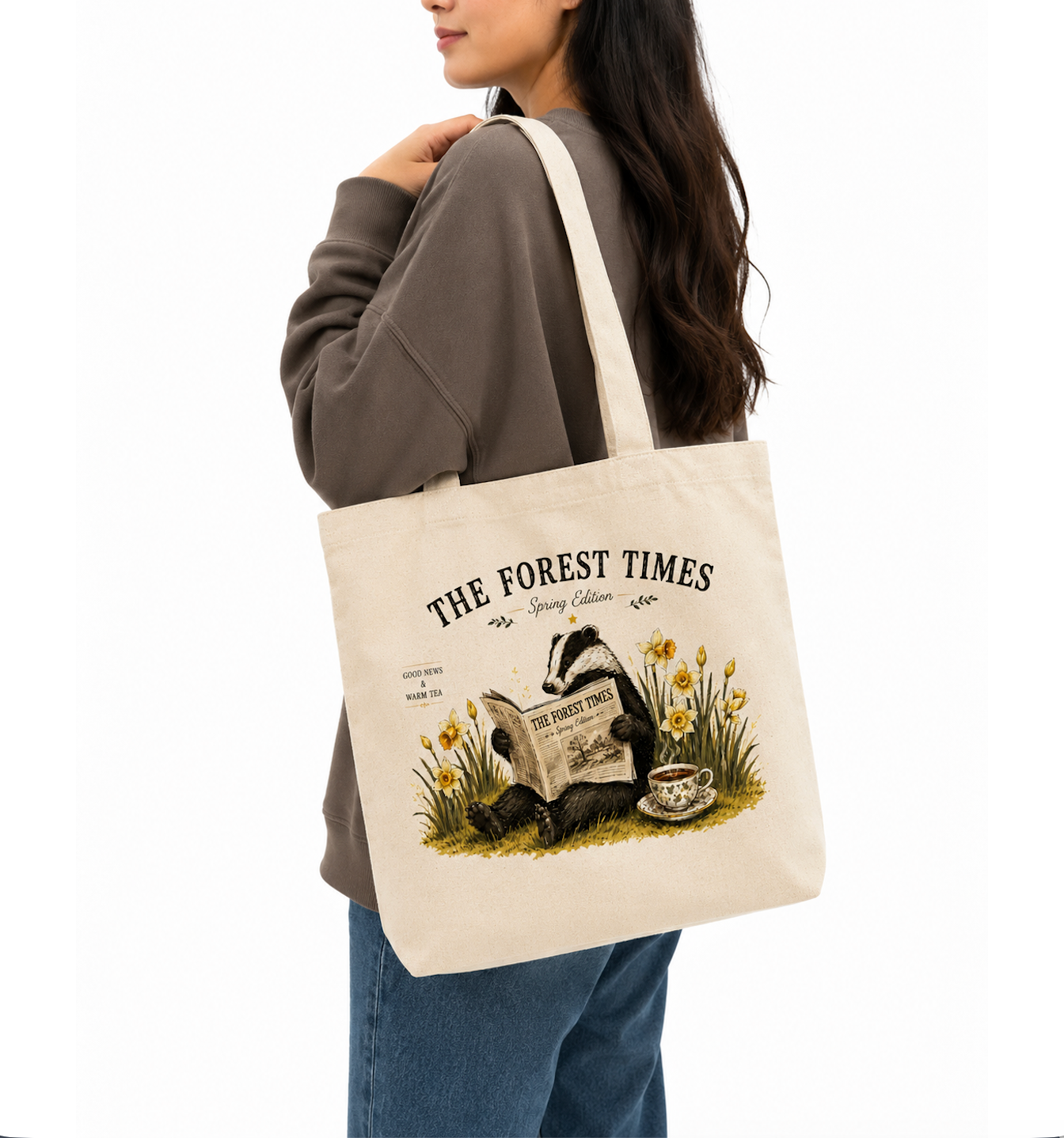 The Forest Times Spring Edition Badger Canvas Tote Bag