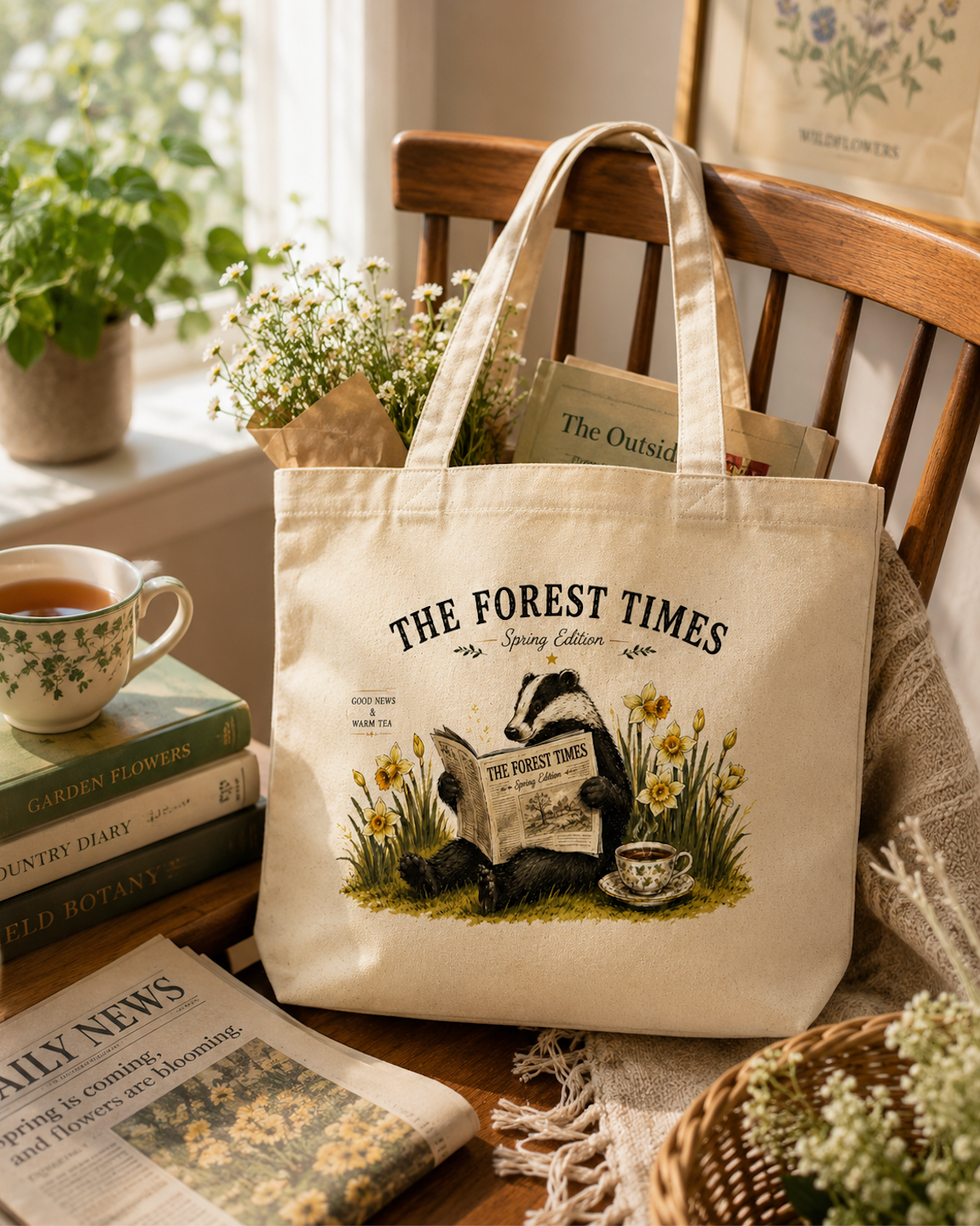 The Forest Times Spring Edition Badger Canvas Tote Bag