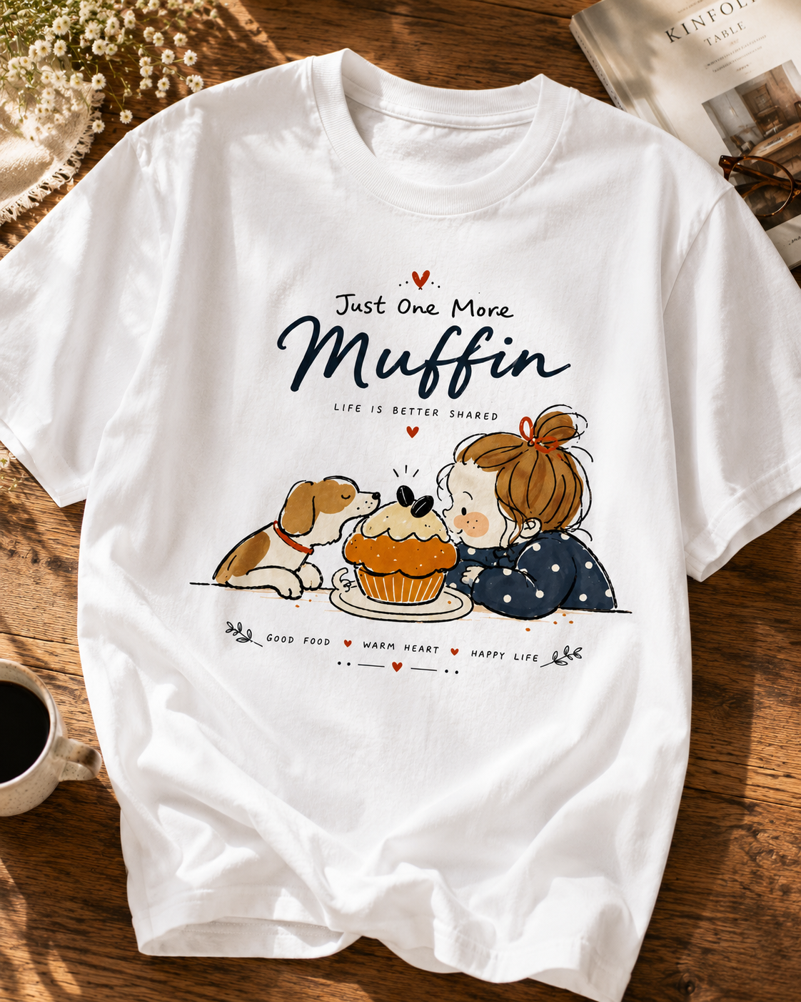 Just One More Muffin T-Shirt | Cute Bakery Graphic Tee | Dog Lover Unisex Shirt