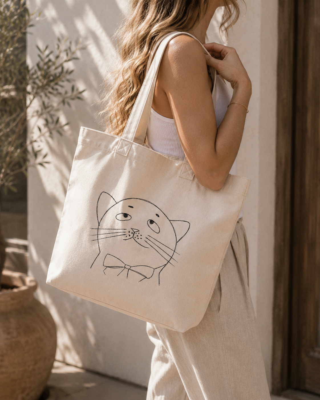 Cute Cat Tote Bag, Canvas Tote Bag, Book Tote Bag, Gifts for Cat Lovers, Cat Mom Gift