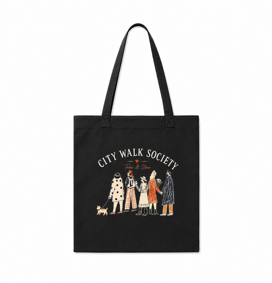 City Walk Society Canvas Tote Bag | Minimal Everyday Cotton Tote | Slow Living Market Bag | Reusable Shoulder Bag Gift