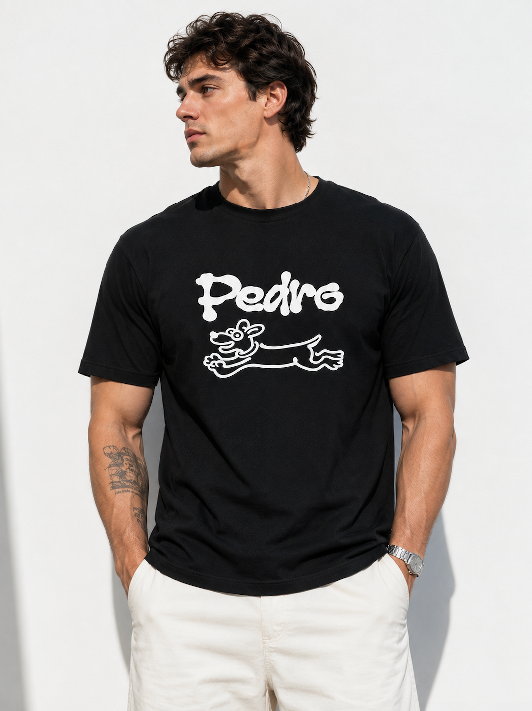 Funny Dog Graphic T-Shirt | Pedro Cartoon Dog Tee | Cute Minimalist Pet Lover Unisex Shirt