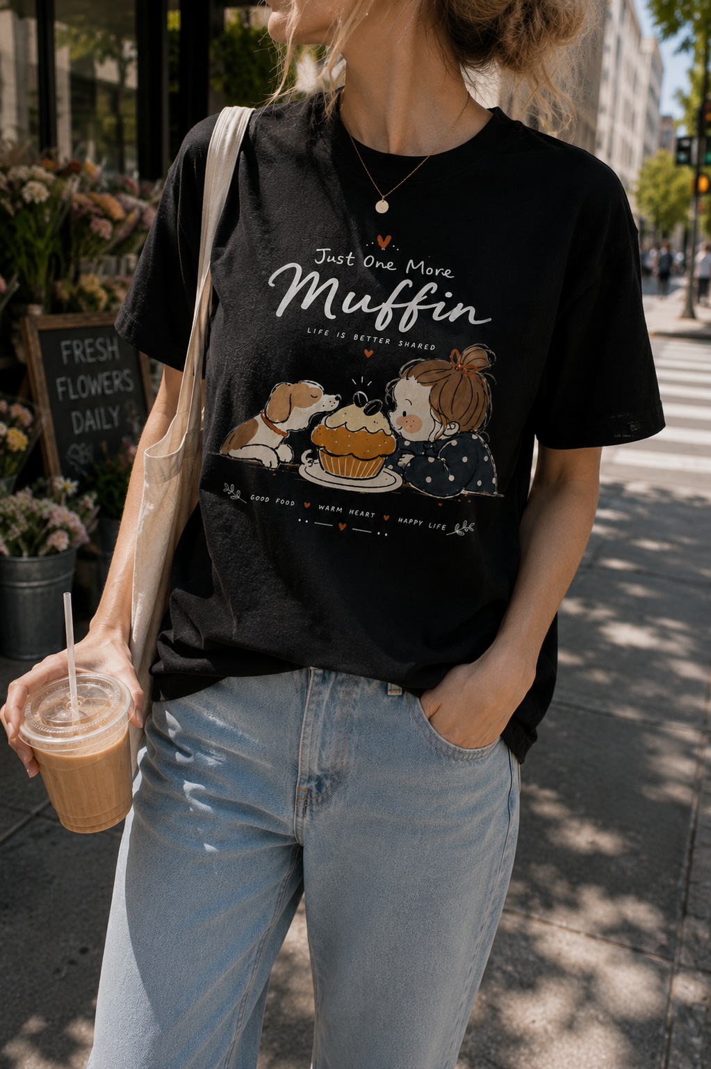 Just One More Muffin T-Shirt | Cute Bakery Graphic Tee | Dog Lover Unisex Shirt