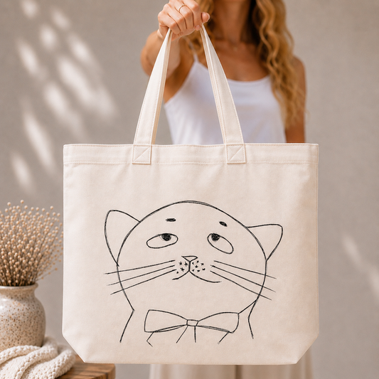 Cute Cat Tote Bag, Canvas Tote Bag, Book Tote Bag, Gifts for Cat Lovers, Cat Mom Gift