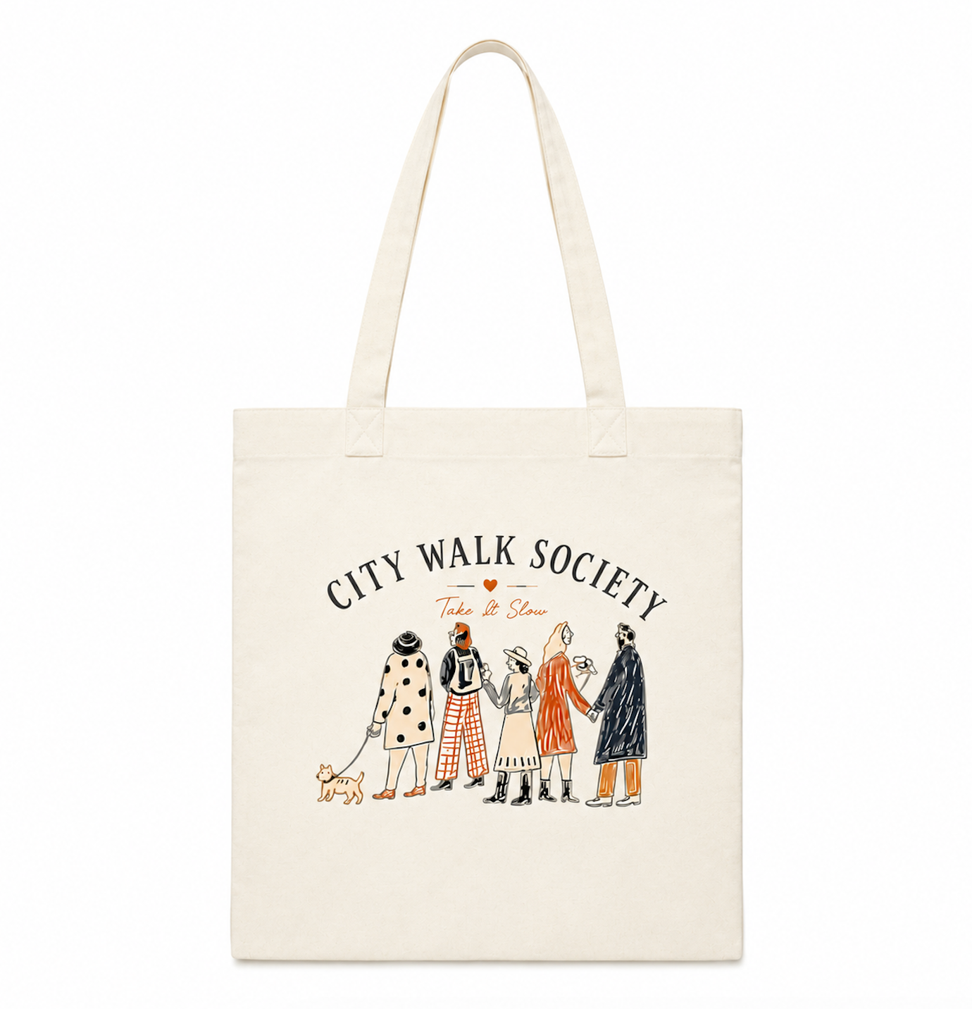 City Walk Society Canvas Tote Bag | Minimal Everyday Cotton Tote | Slow Living Market Bag | Reusable Shoulder Bag Gift