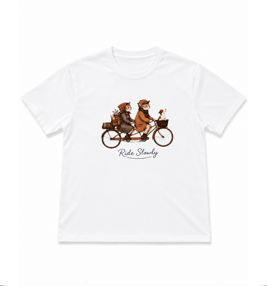 Ride Slowly Autumn Cat Bicycle Shirt, Cozy Fall Cat Lover T-Shirt, Cottagecore Animal Graphic Tee, Vintage Bicycle Unisex Shirt, Cute Cat Gift
