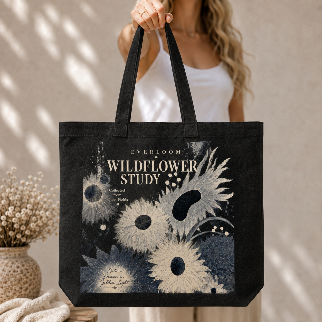 Wildflower Study Floral Cotton Tote Bag – Vintage Botanical Print