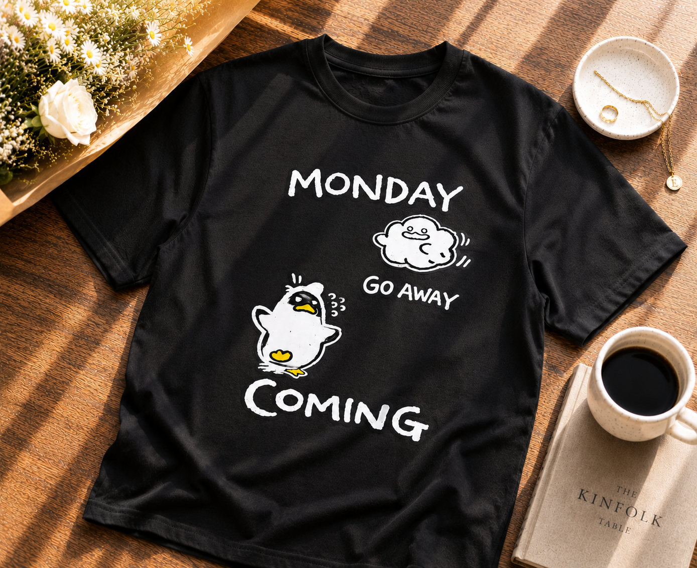 Monday Go Away Penguin T-Shirt | Funny Monday Graphic Tee | Cute Unisex Shirt