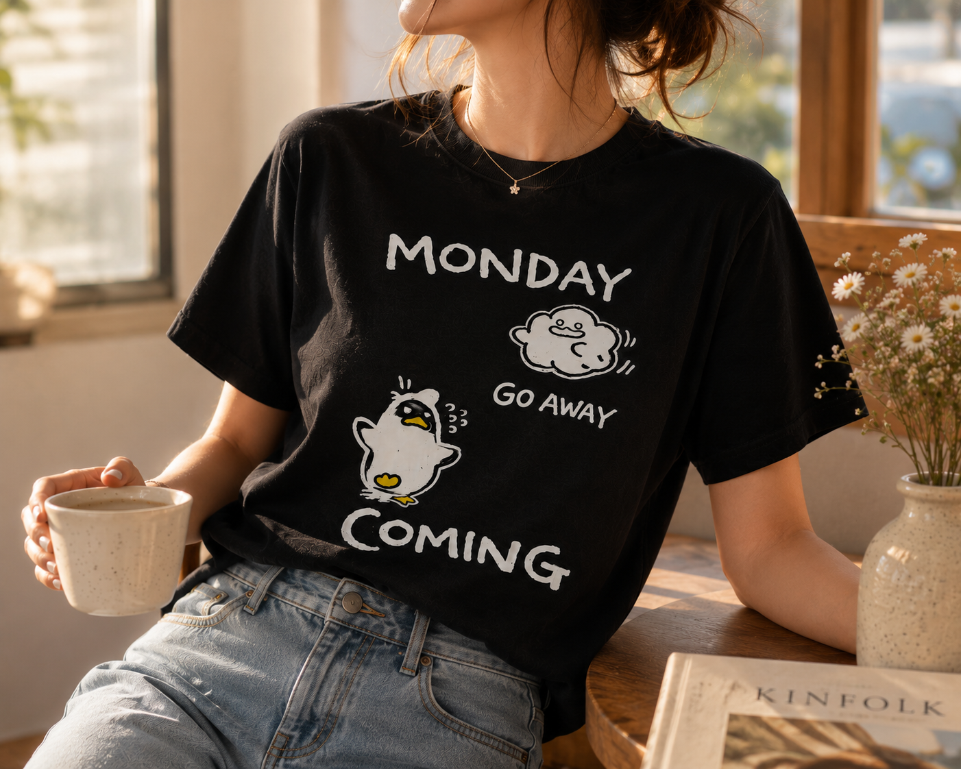 Monday Go Away Penguin T-Shirt | Funny Monday Graphic Tee | Cute Unisex Shirt