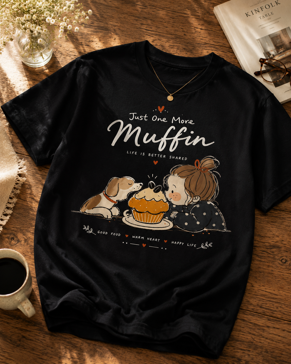 Just One More Muffin T-Shirt | Cute Bakery Graphic Tee | Dog Lover Unisex Shirt