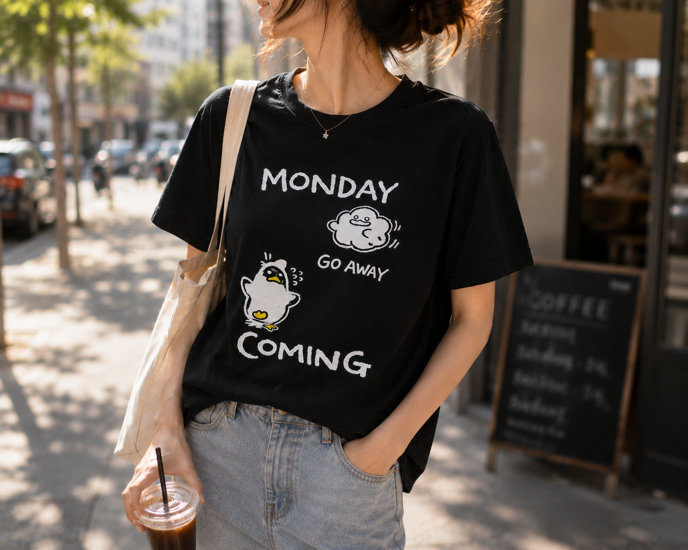 Monday Go Away Penguin T-Shirt | Funny Monday Graphic Tee | Cute Unisex Shirt