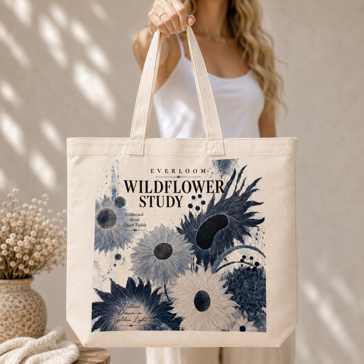 Wildflower Study Floral Cotton Tote Bag – Vintage Botanical Print