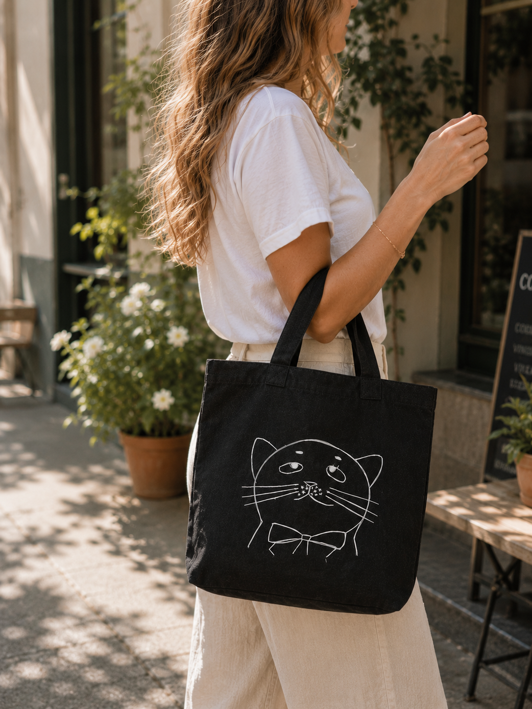 Cute Cat Tote Bag, Canvas Tote Bag, Book Tote Bag, Gifts for Cat Lovers, Cat Mom Gift
