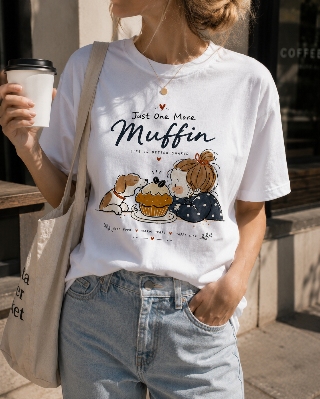 Just One More Muffin T-Shirt | Cute Bakery Graphic Tee | Dog Lover Unisex Shirt