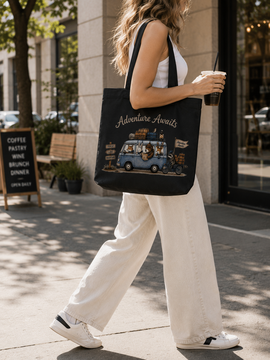 Adventure Awaits Woodland Animal Canvas Tote Bag | Camping Gift | Nature Lover Market Tote