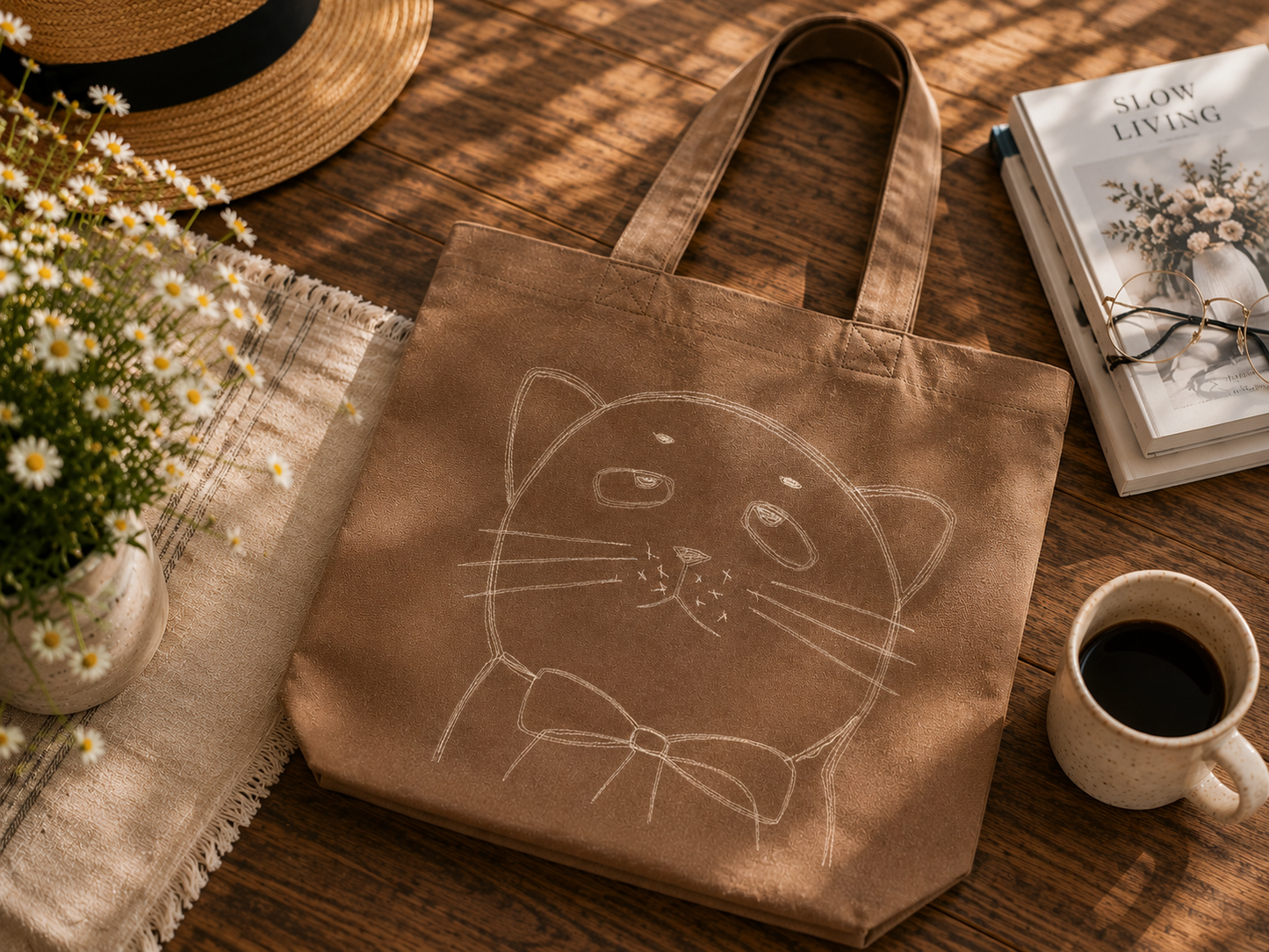 Cute Cat Tote Bag, Canvas Tote Bag, Book Tote Bag, Gifts for Cat Lovers, Cat Mom Gift