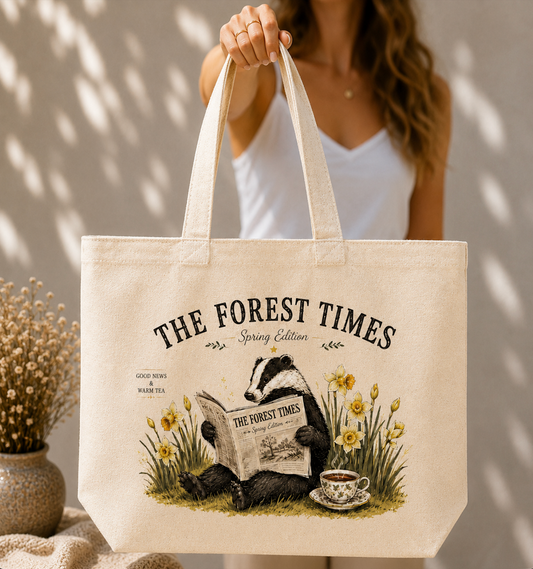 The Forest Times Spring Edition Badger Canvas Tote Bag