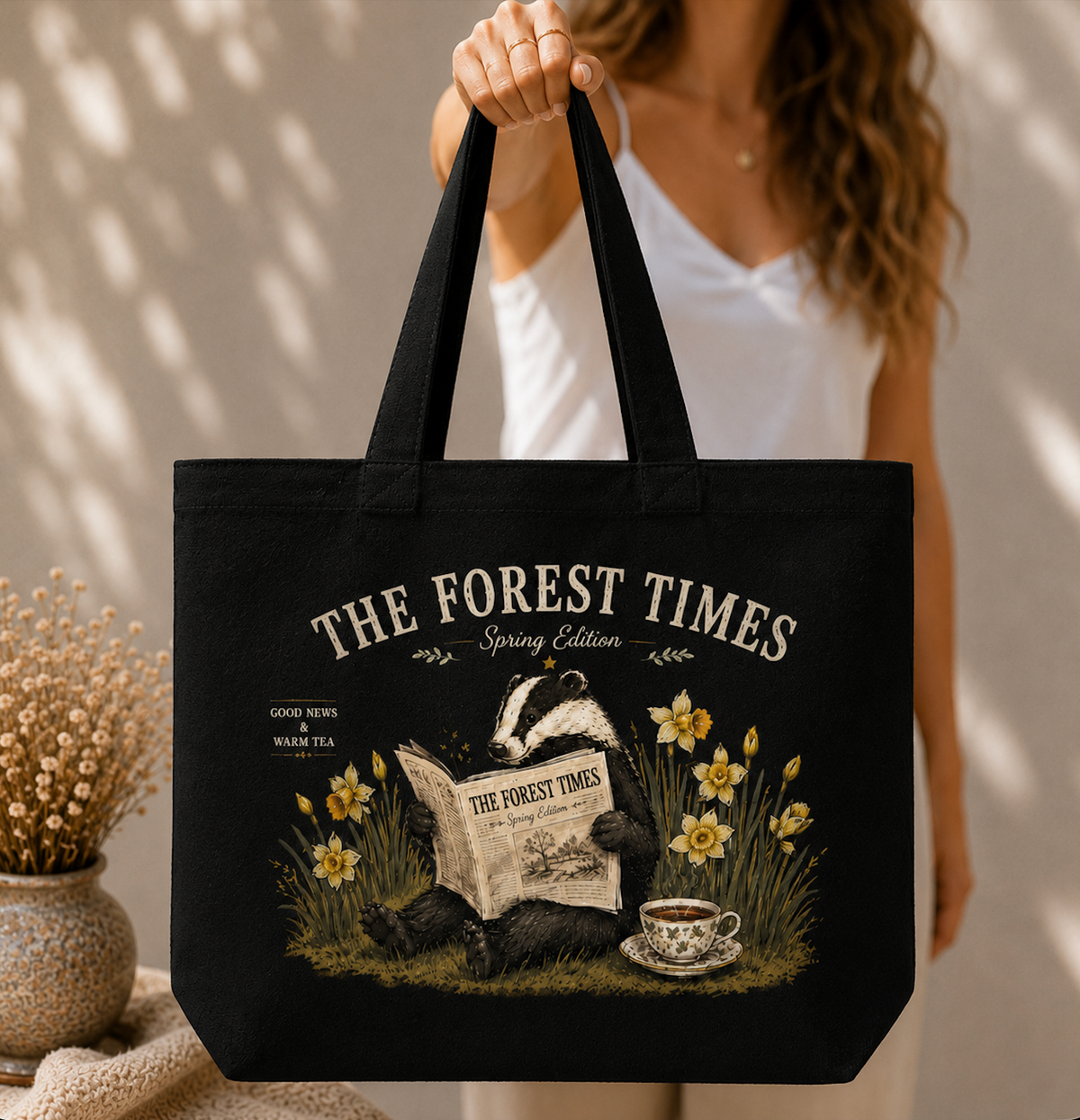 The Forest Times Spring Edition Badger Canvas Tote Bag