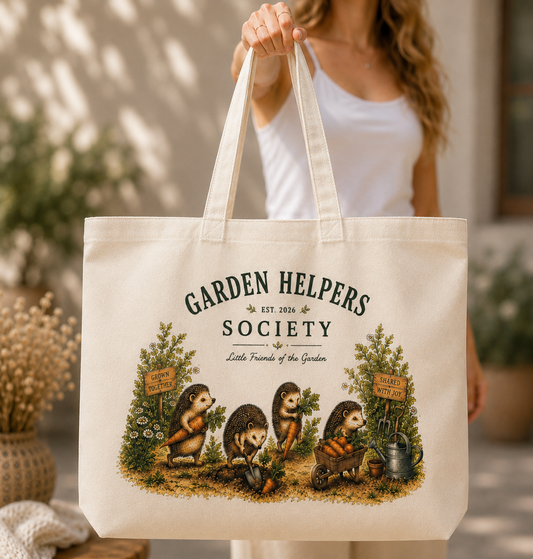 Garden Helpers Society Hedgehog Canvas Tote Bag