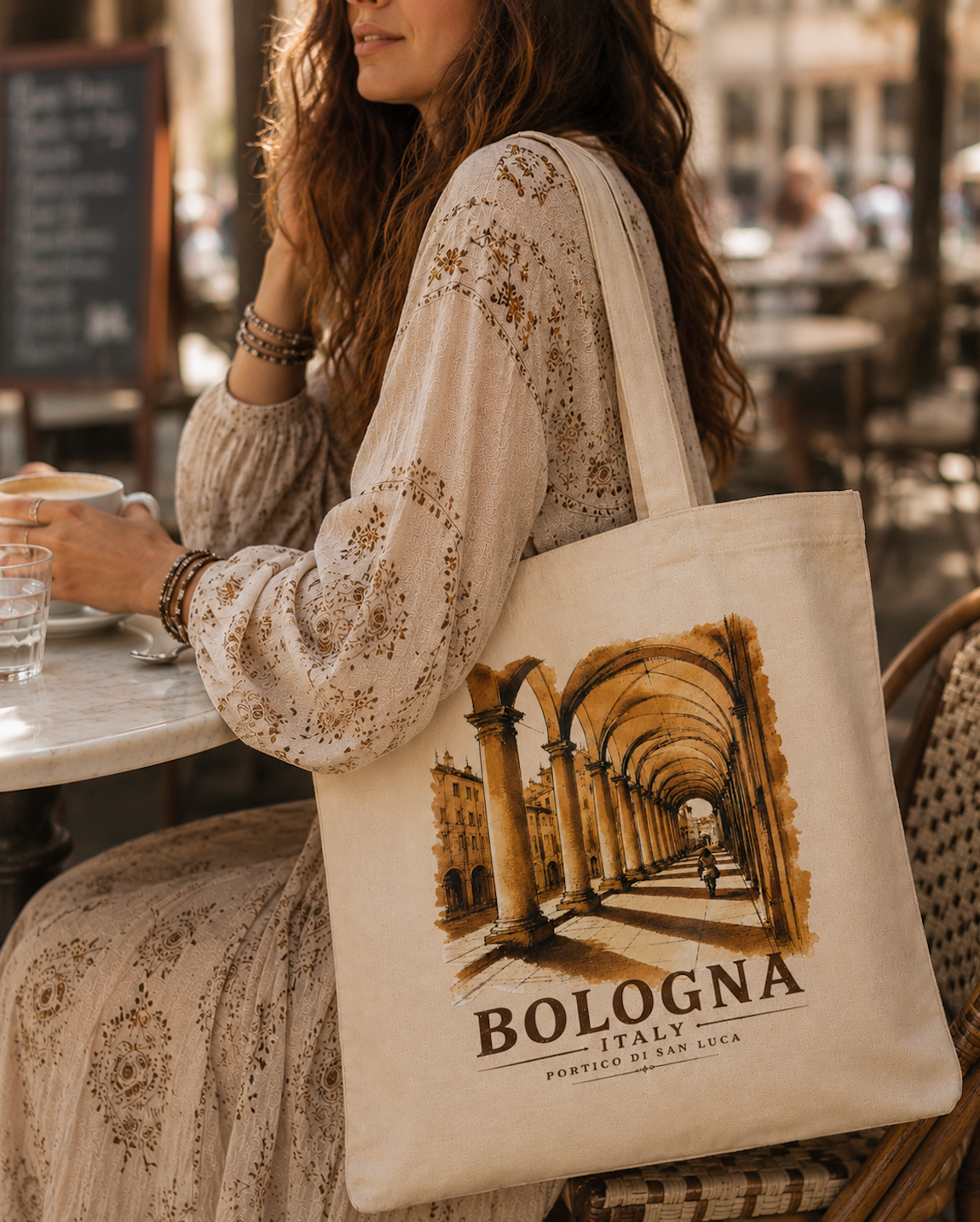 Bologna Italy Canvas Tote Bag – Portico di San Luca Vintage Travel Art Bag