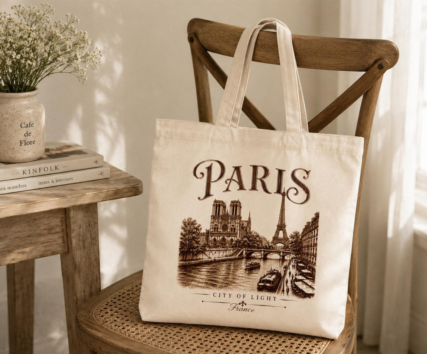 Paris France Canvas Tote Bag, City of Light Tote, Eiffel Tower Canvas Bag, Paris Travel Gift, French Landmark Cotton Tote