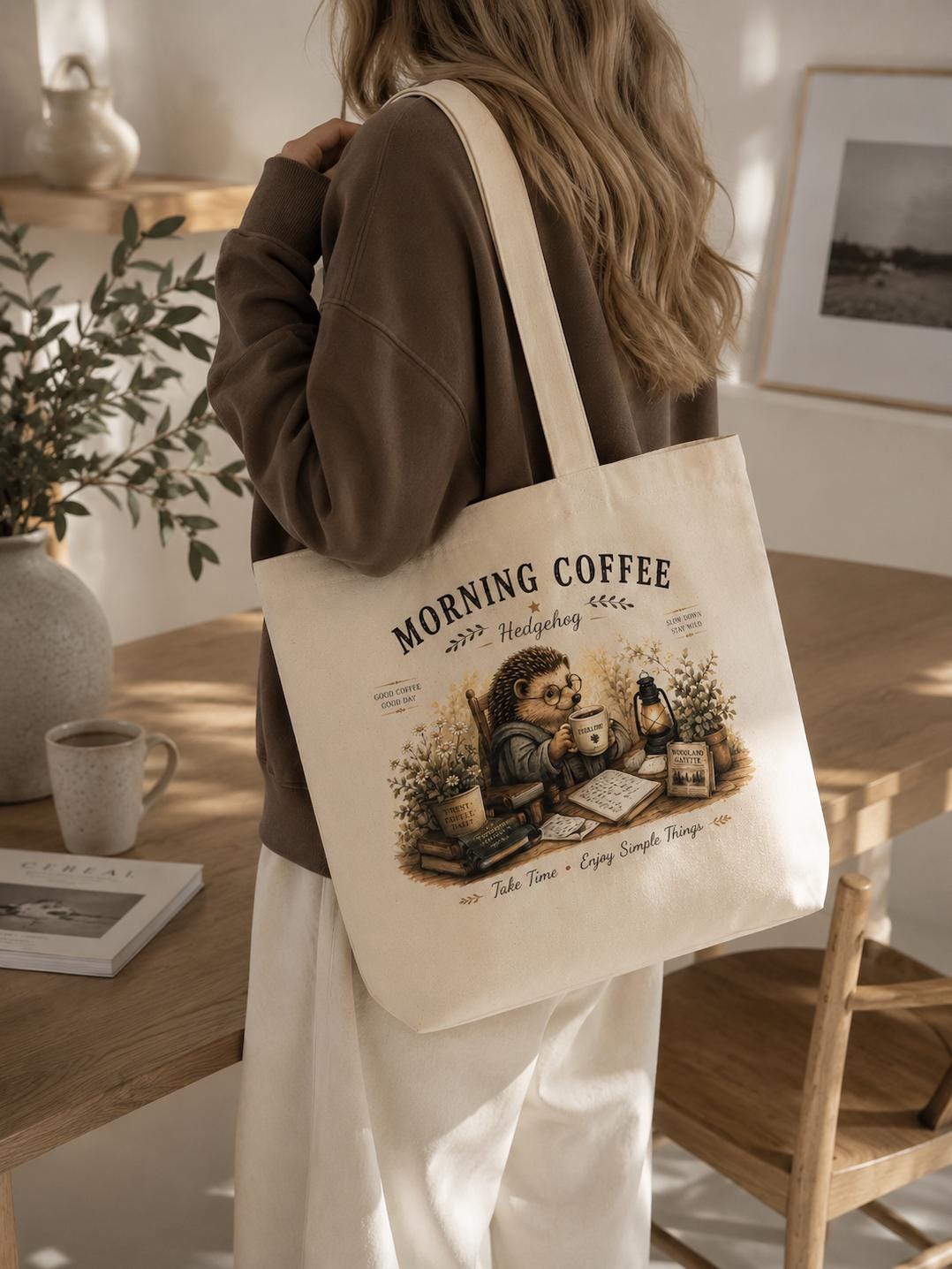 Fox Letter Society Canvas Tote Bag, Hedgehog Stationery Tote, Pen Pal Gift, Journal Lover Canvas Bag, Cottagecore Writer Gift