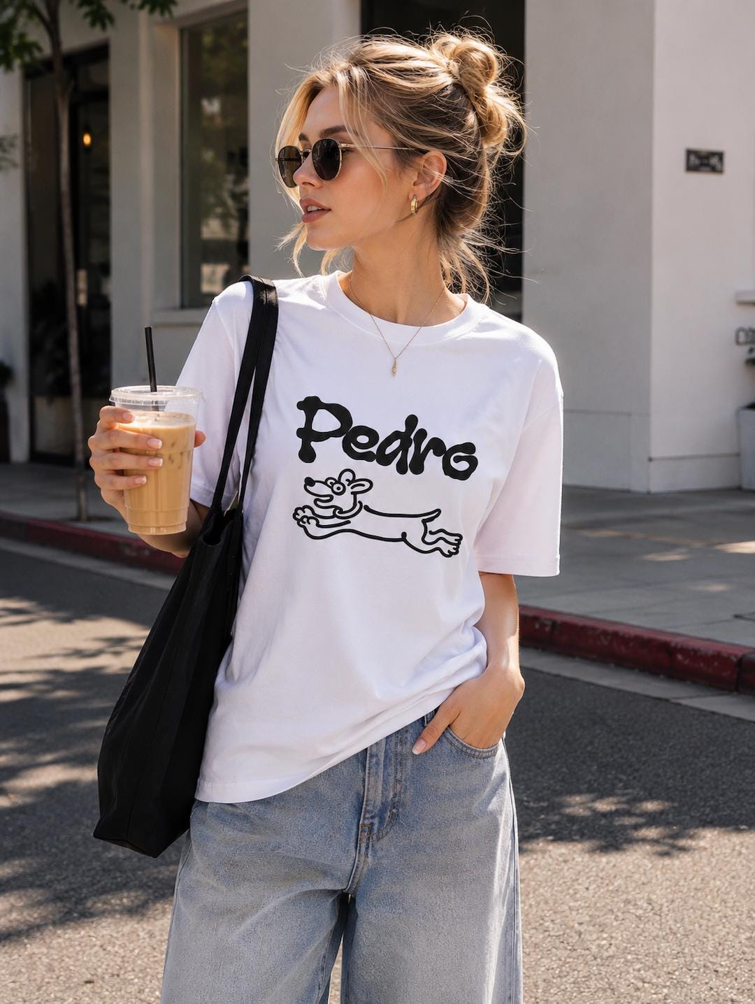 Funny Dog Graphic T-Shirt | Pedro Cartoon Dog Tee | Cute Minimalist Pet Lover Unisex Shirt