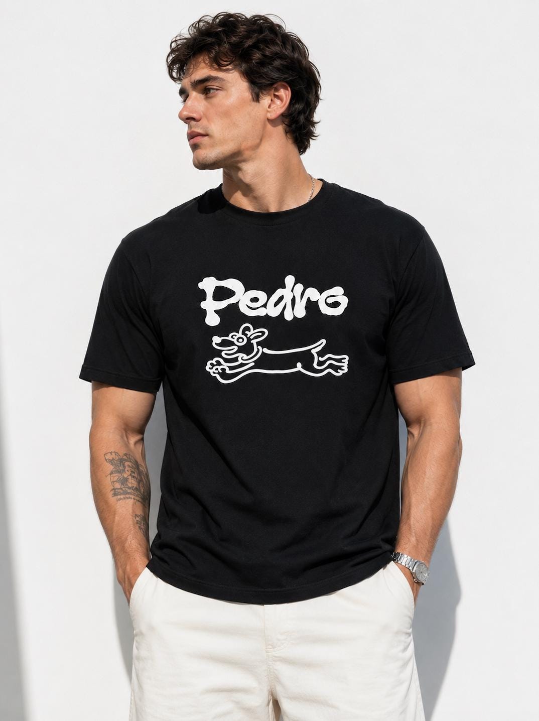 Funny Dog Graphic T-Shirt | Pedro Cartoon Dog Tee | Cute Minimalist Pet Lover Unisex Shirt