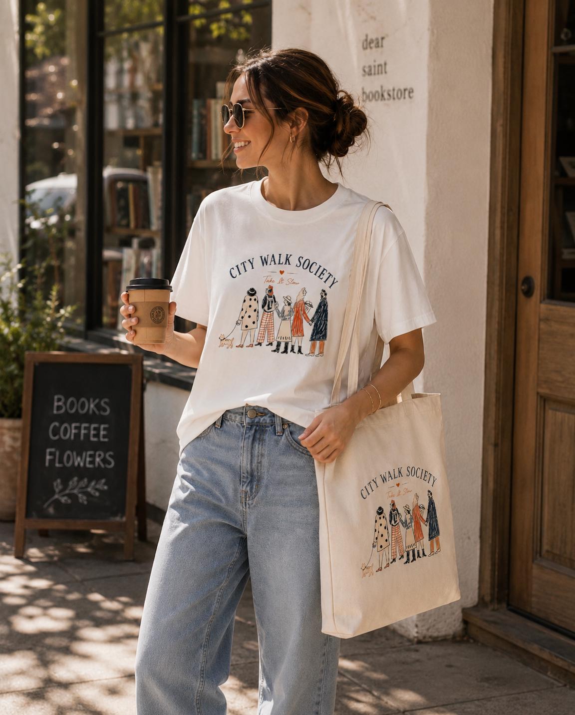 City Walk Society Graphic T-Shirt | Take It Slow Tee | Slow Living Unisex Shirt | Vintage City Walk Graphic Tee