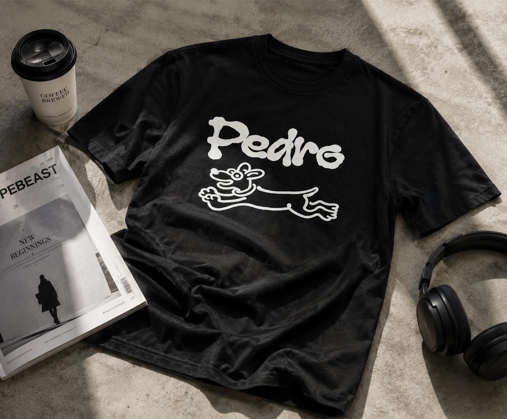 Funny Dog Graphic T-Shirt | Pedro Cartoon Dog Tee | Cute Minimalist Pet Lover Unisex Shirt