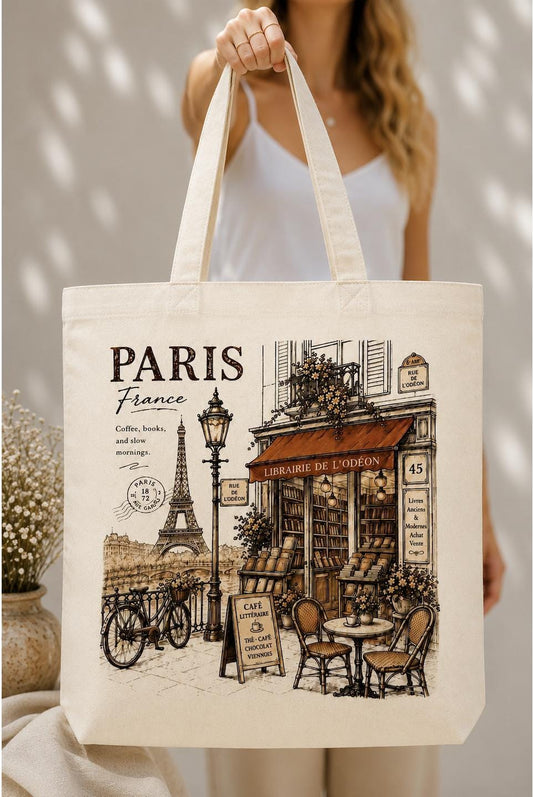 Paris Bookstore Canvas Tote Bag, Paris France Tote, French Bookshop Bag, Literary Coffee Tote, Paris Lover Gift, Travel Canvas Bag