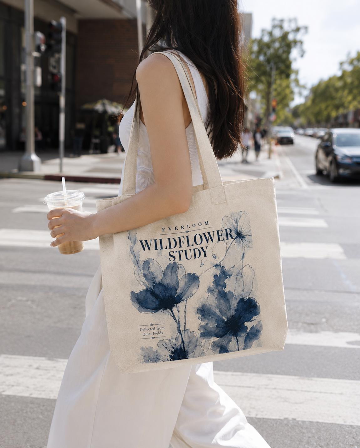 Woodland Badger Reading Tote Bag, Spring Edition Book Lover Canvas Tote
