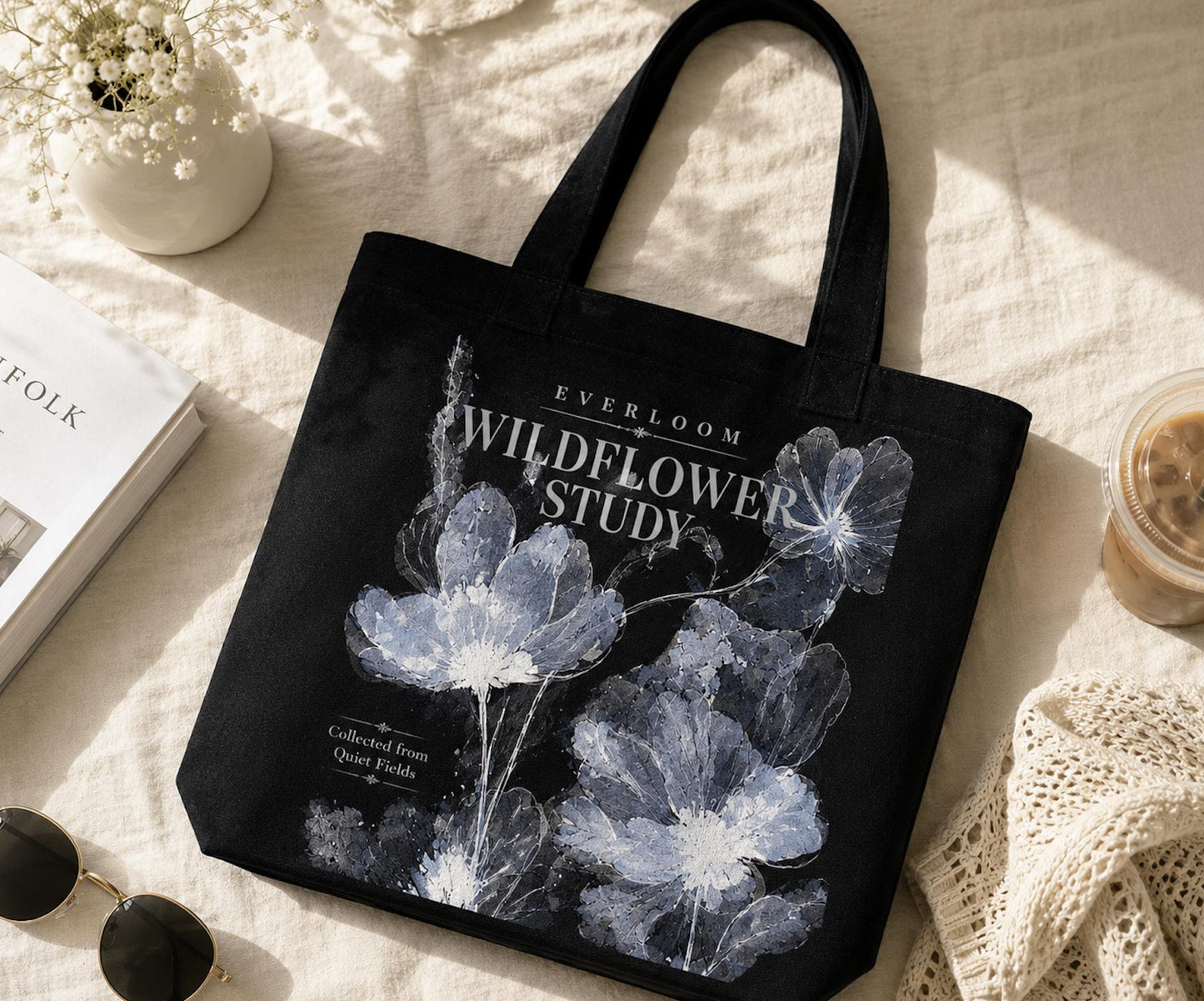 Woodland Badger Reading Tote Bag, Spring Edition Book Lover Canvas Tote